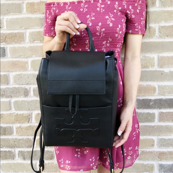 Tory Burch Bombe T Flap Leather Backpack - Picture 4 of 8